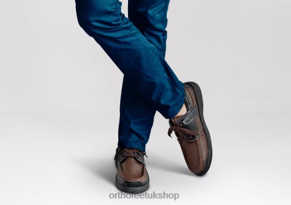 Orthofeet Baton Rouge Tie-Less Casual Shoes Men Brown 82J68167