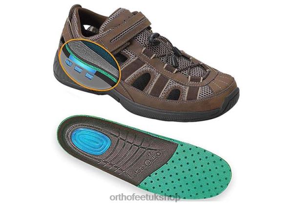 Orthofeet Clearwater Heel Strap Sandals Men Brown 82J68125