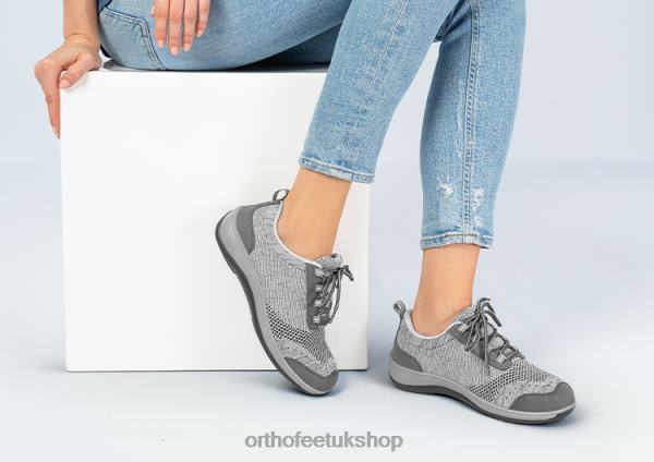 Orthofeet Palma Stretch Knit Casual Shoes Women Gray 82J68102