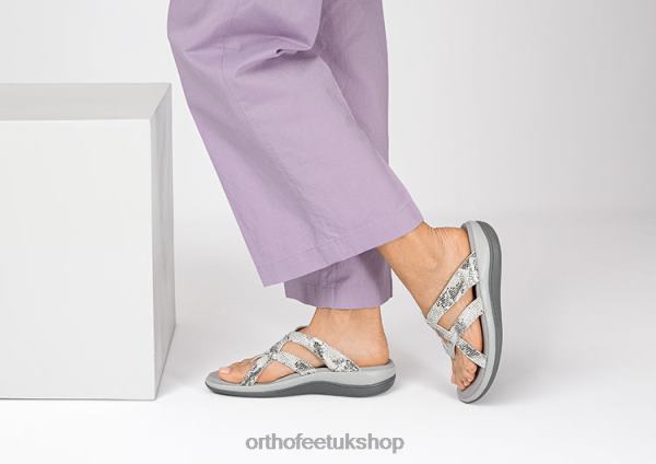 Orthofeet Clio Sandals Women White Snake 82J6828