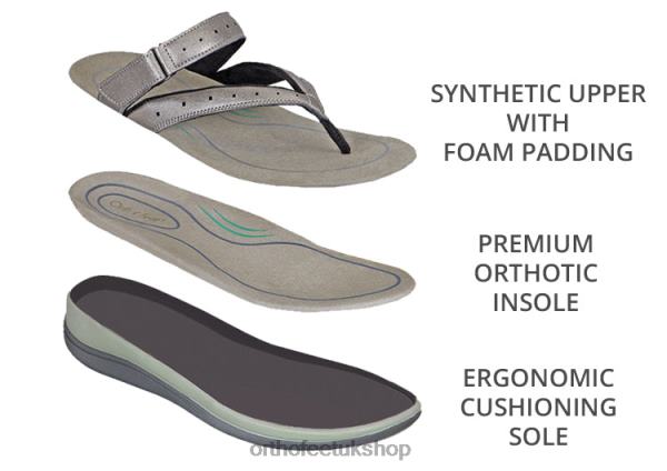 Orthofeet Gaya Sandals Women Pewter 82J6825