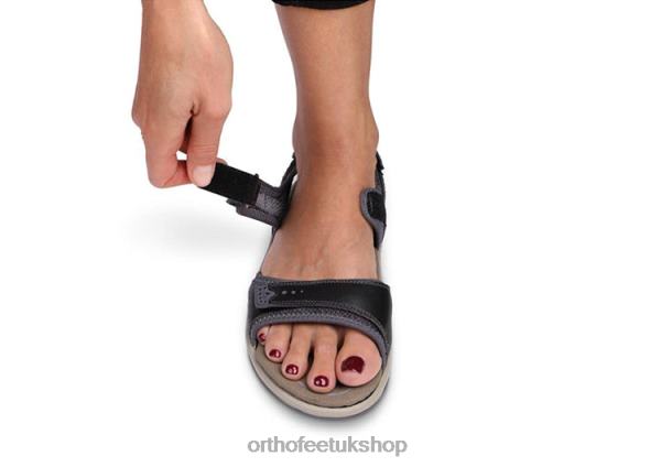 Orthofeet Malibu Two Way Strap Sandals Women Black 82J6816