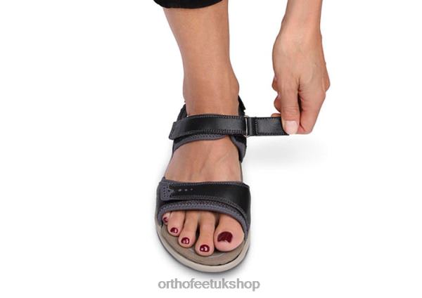 Orthofeet Malibu Two Way Strap Sandals Women Black 82J6816