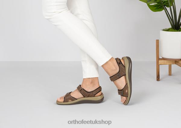 Orthofeet Malibu Two Way Strap Sandals Women Brown 82J6819