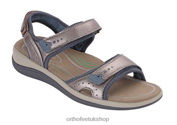 Orthofeet Malibu Two Way Strap Sandals Women Pewter 82J6817
