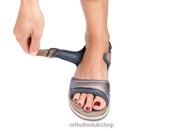 Orthofeet Malibu Two Way Strap Sandals Women Pewter 82J6817