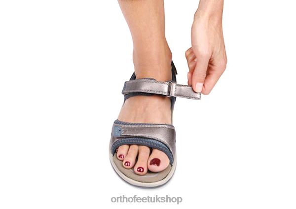 Orthofeet Malibu Two Way Strap Sandals Women Pewter 82J6817