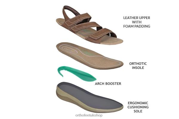 Orthofeet Naxos Two Way Strap Sandals Women Brown 82J6814