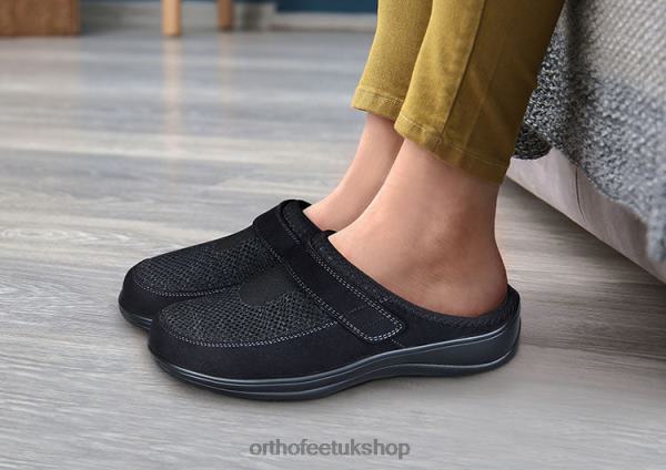 Orthofeet Louise Stretch Knit Slippers Women Black 82J68117